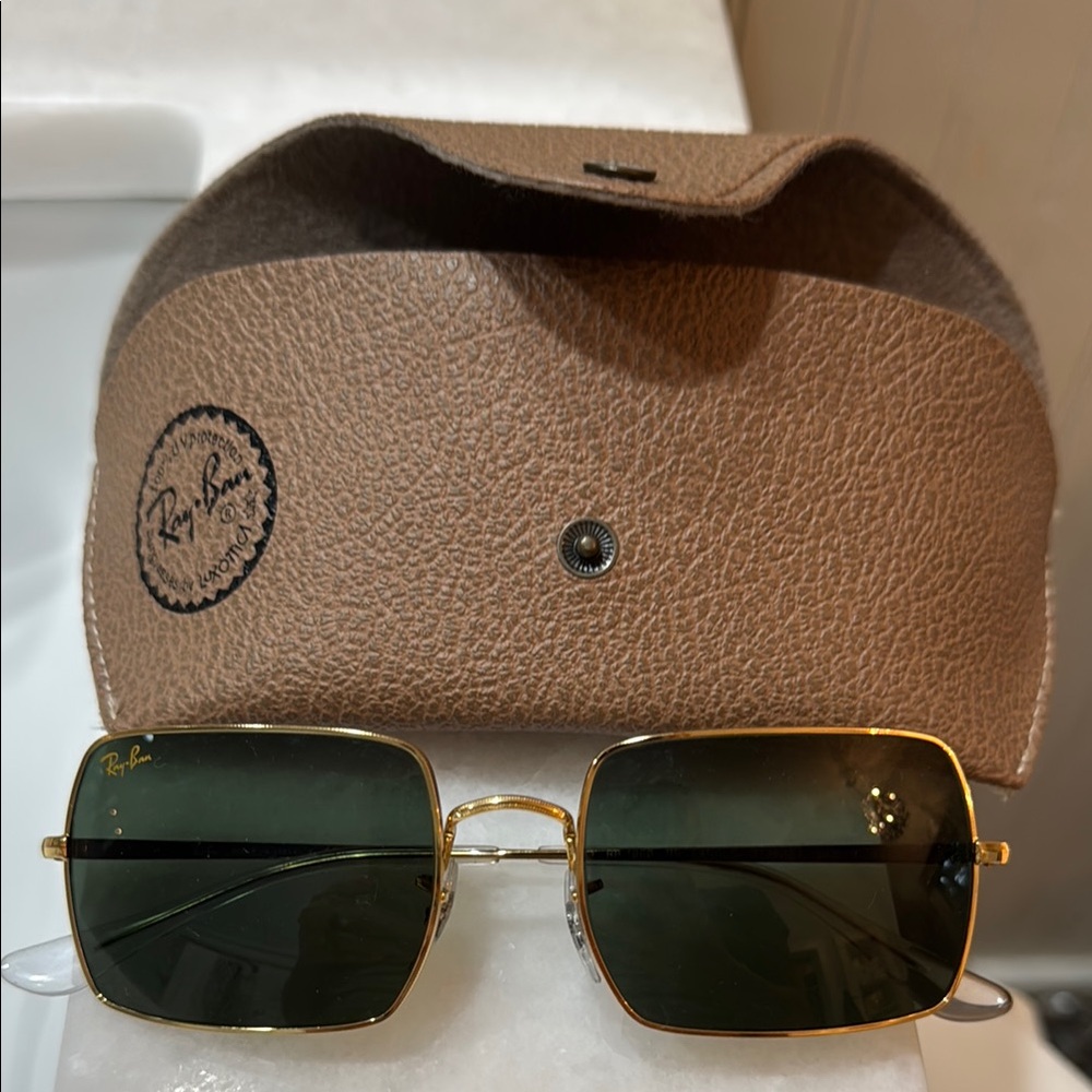 Ray-Ban Gold and Green Men's Sunglasses